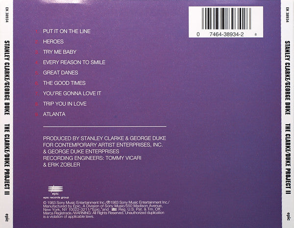 Stanley Clarke/George Duke : The Clarke / Duke Project II (CD, Album, RE)