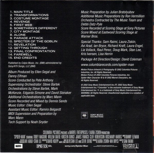 Danny Elfman : Spider-Man (Original Motion Picture Score) (CD, Album)