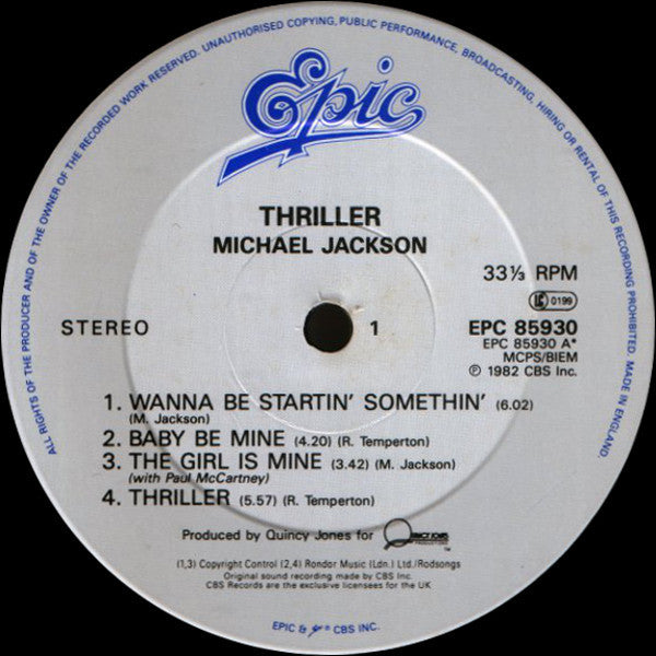 Michael Jackson : Thriller (LP, Album, RP, Whi)