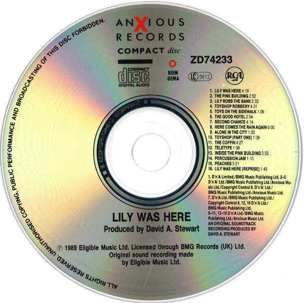 David A. Stewart And Featuring Candy Dulfer : Lily Was Here (CD, Album)