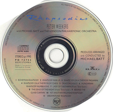 Peter Weekers With Mike Batt And London Philharmonic Orchestra : Rhapsodies (CD)