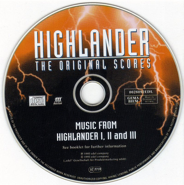Michael Kamen, Stewart Copeland, Peter Robinson : Highlander - The Original Scores (CD, Album, Comp)