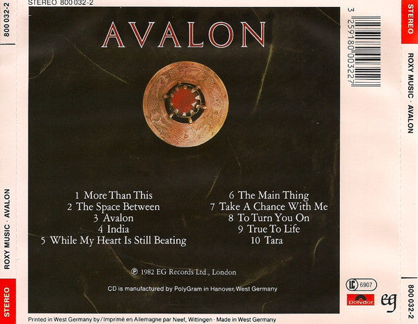 Roxy Music : Avalon (CD, Album, Red)
