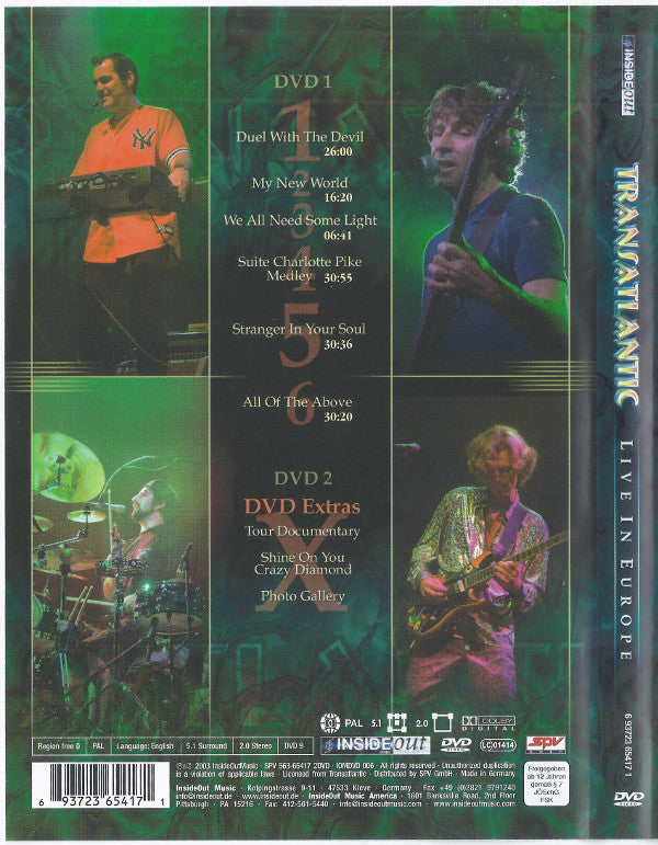 Transatlantic (2) : Live In Europe (2xDVD-V, Multichannel, PAL)