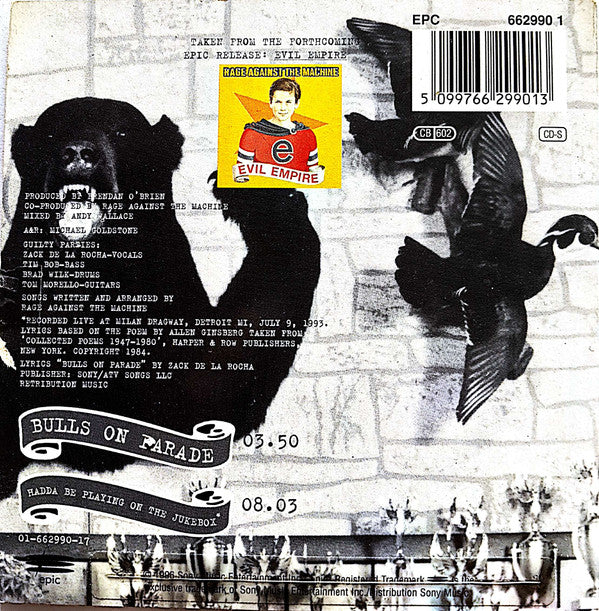 Rage Against The Machine : Bulls On Parade (CD, Single, Car)