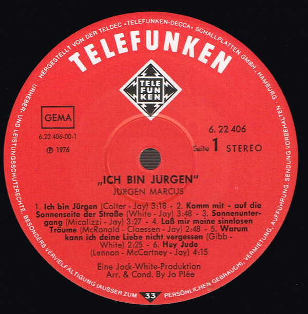 Jürgen Marcus : Ich Bin Jürgen (LP, Album)