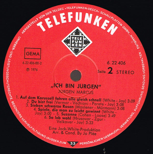 Jürgen Marcus : Ich Bin Jürgen (LP, Album)