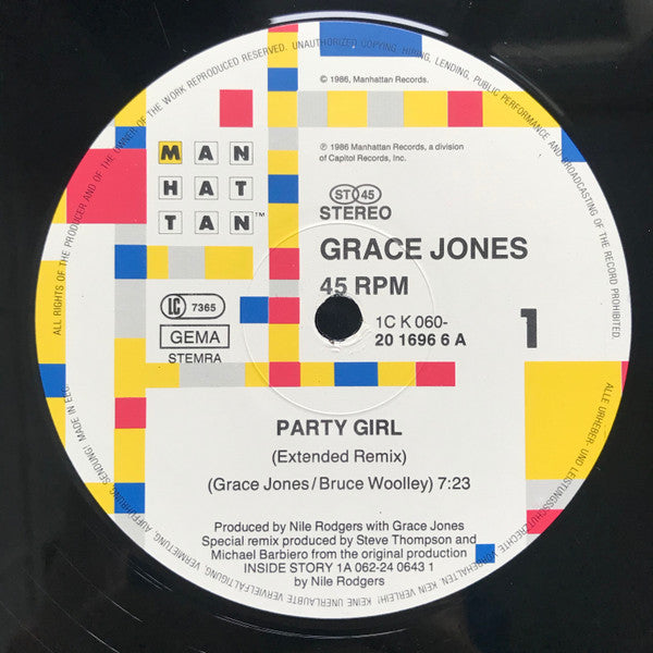 Grace Jones : Party Girl (12", Maxi)