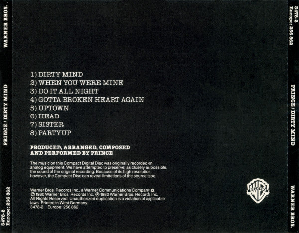 Prince : Dirty Mind (CD, Album, RE, Tar)