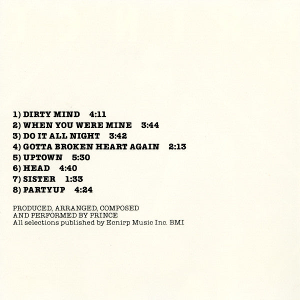 Prince : Dirty Mind (CD, Album, RE, Tar)