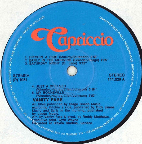 Vanity Fare : Vanity Fare (LP, Album)