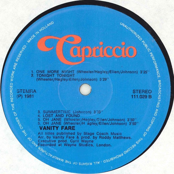 Vanity Fare : Vanity Fare (LP, Album)