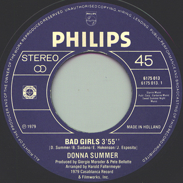 Donna Summer : Bad Girls (7", Single)