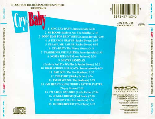 Various : Cry-Baby - Music From The Original Motion Picture Soundtrack (CD)