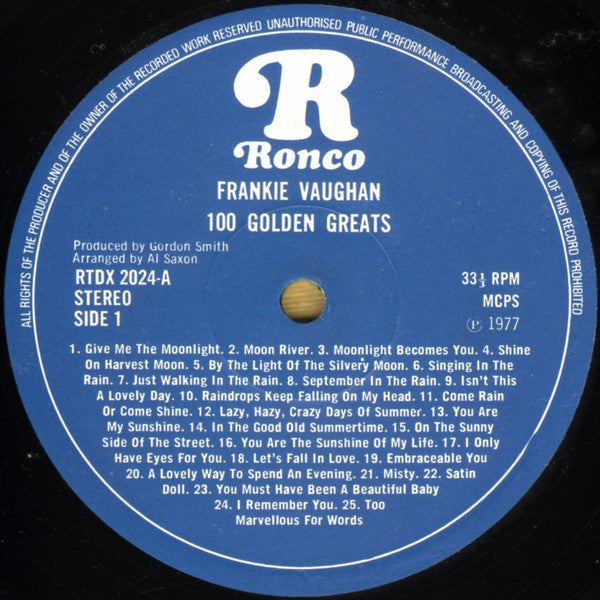 Frankie Vaughan : 100 Golden Greats (2xLP, Comp)