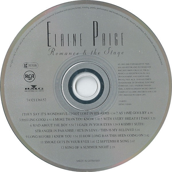 Elaine Paige : Romance & The Stage (CD, Album)