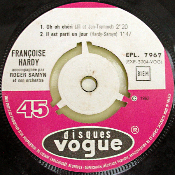 Françoise Hardy : J'suis D'accord / Tous Les Garçons Et Les Filles (7", EP, RP)