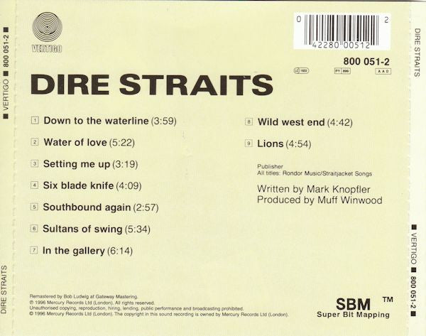 Dire Straits : Dire Straits (CD, Album, RE, RM, RP, Uni)