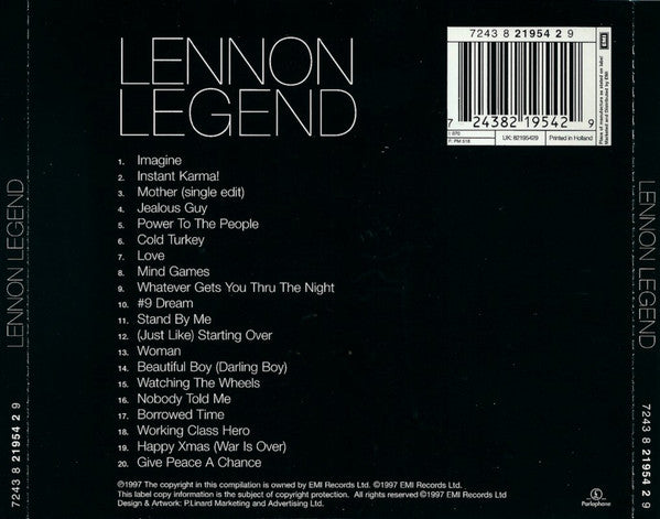 John Lennon : Lennon Legend (The Very Best Of John Lennon) (CD, Comp, EMI)