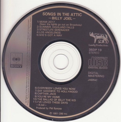 Billy Joel : Songs In The Attic (CD, Album)