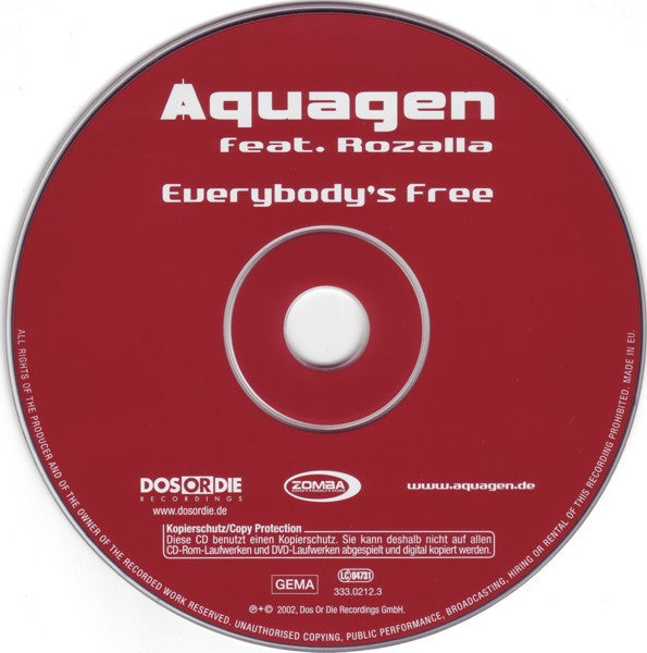 Aquagen Feat. Rozalla : Everybody's Free (CD, Maxi, Copy Prot.)