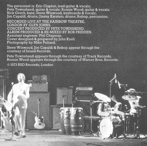 Eric Clapton : Eric Clapton's Rainbow Concert (CD, Album, RE)