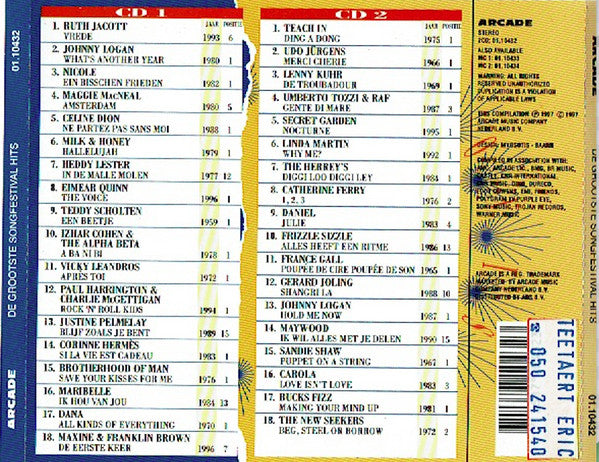 Various : De Grootste Songfestival Hits (2xCD, Comp)
