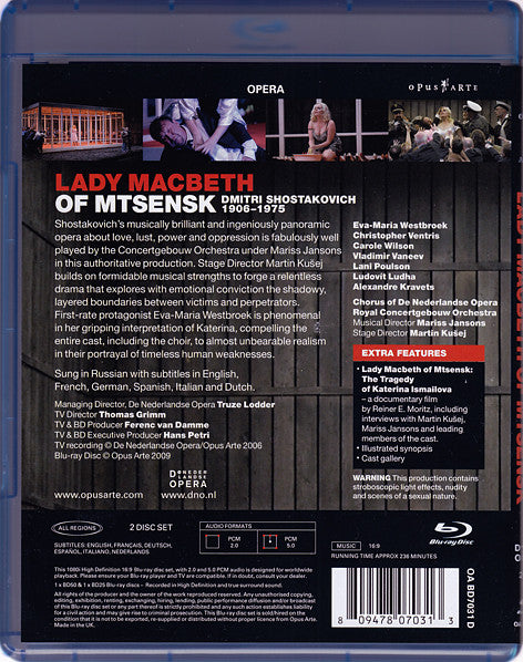 Dmitri Shostakovich : Lady Macbeth Of Mtsensk (2xBlu-ray)