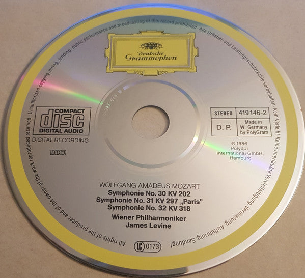 Wolfgang Amadeus Mozart - Wiener Philharmoniker, James Levine (2) : Symphonien Nr. 30 • 31 "Pariser" • 32 (CD, Album)