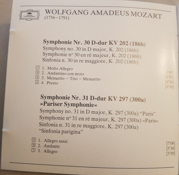 Wolfgang Amadeus Mozart - Wiener Philharmoniker, James Levine (2) : Symphonien Nr. 30 • 31 "Pariser" • 32 (CD, Album)