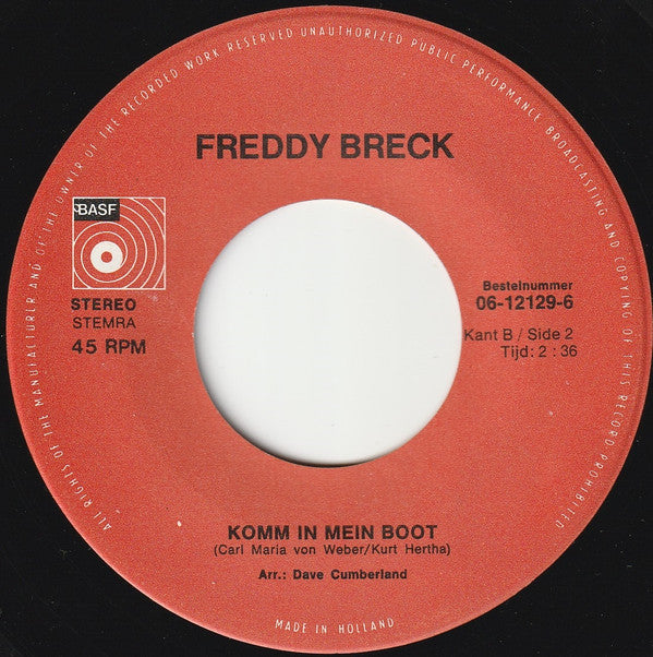 Freddy Breck : Die Sonne Geht Auf / Komm In Mein Boot (7", Single)