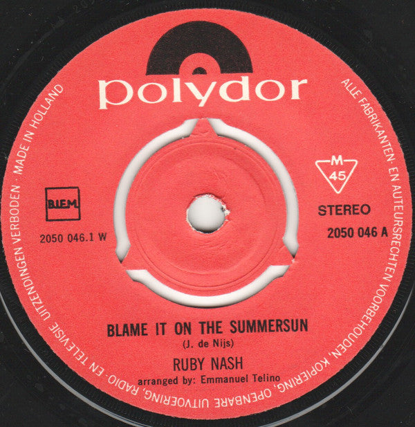 Ruby Nash : Blame It On The Summersun (7")