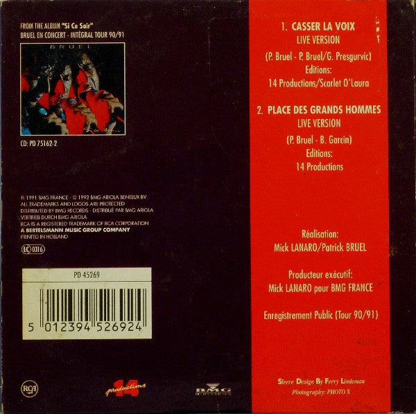 Patrick Bruel : Casser La Voix (Live) (CD, Single)