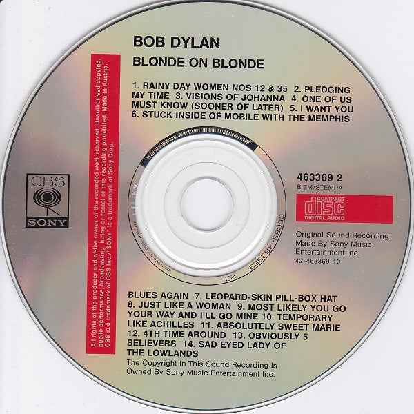 Bob Dylan : Blonde On Blonde (CD, Album, RE)
