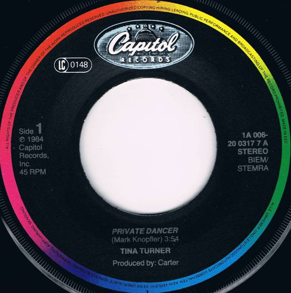 Tina Turner : Private Dancer (7", Single)