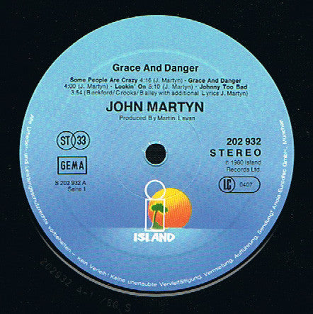 John Martyn : Grace & Danger (LP, Album)