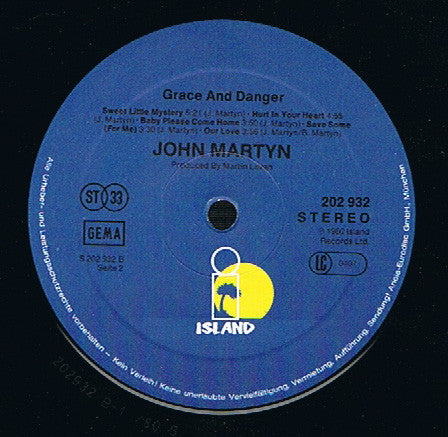 John Martyn : Grace & Danger (LP, Album)