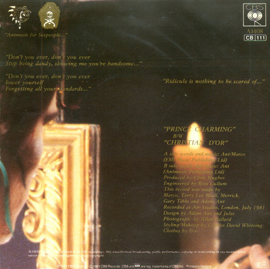 Adam And The Ants : Prince Charming (7", Single)