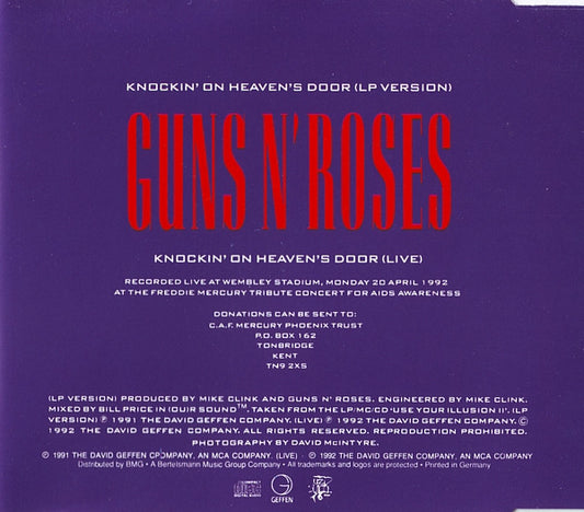 Guns N' Roses : Knockin' On Heaven's Door (CD, Single)