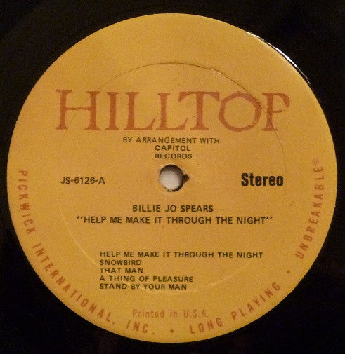Billie Jo Spears : Help Me Make It Through The Night (LP, Album, Yel)