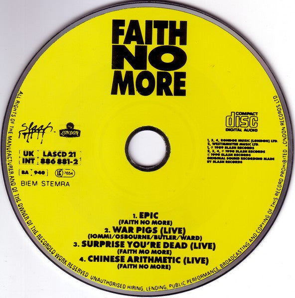 Faith No More : Epic (CD, Single, J-C)