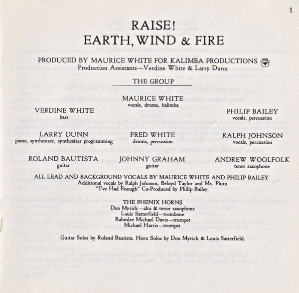 Earth, Wind & Fire : Raise! (CD, Album, RE)
