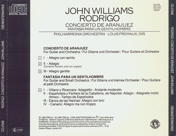 John Williams (7), Joaquín Rodrigo : Concierto De Aranjuez, Fantasía Para Un Gentilhombre (CD, Album)