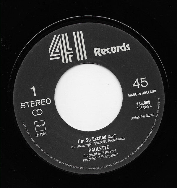 Paulette Bronkhorst : I'm So Excited (7")