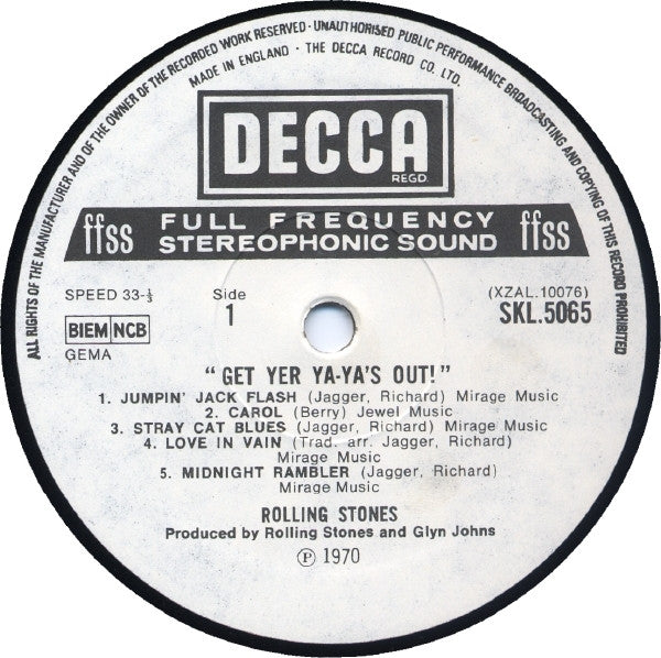The Rolling Stones : Get Yer Ya-Ya's Out! - The Rolling Stones In Concert (LP, Album, RP, Whi)
