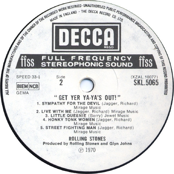 The Rolling Stones : Get Yer Ya-Ya's Out! - The Rolling Stones In Concert (LP, Album, RP, Whi)