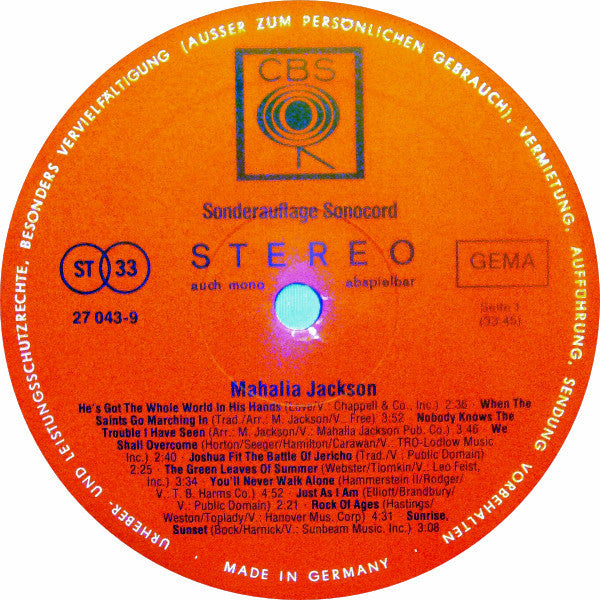 Mahalia Jackson : Mahalia Jackson (LP, Comp, Club)