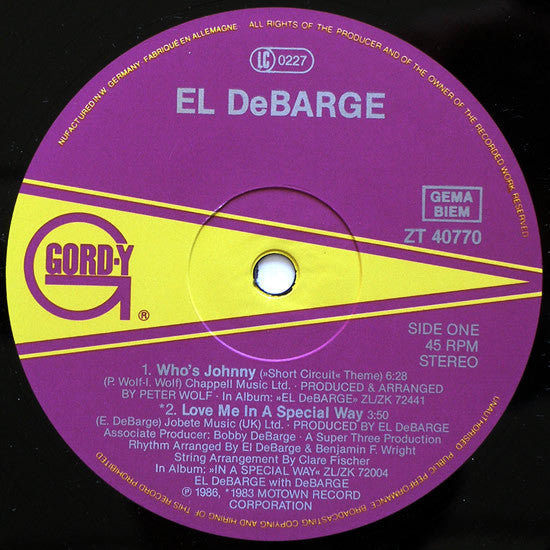 El DeBarge : Who's Johnny ("Short Circuit" Theme) (12", Maxi)