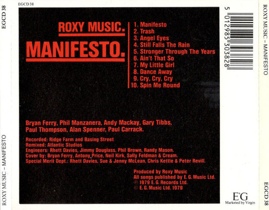 Roxy Music : Manifesto (CD, Album)