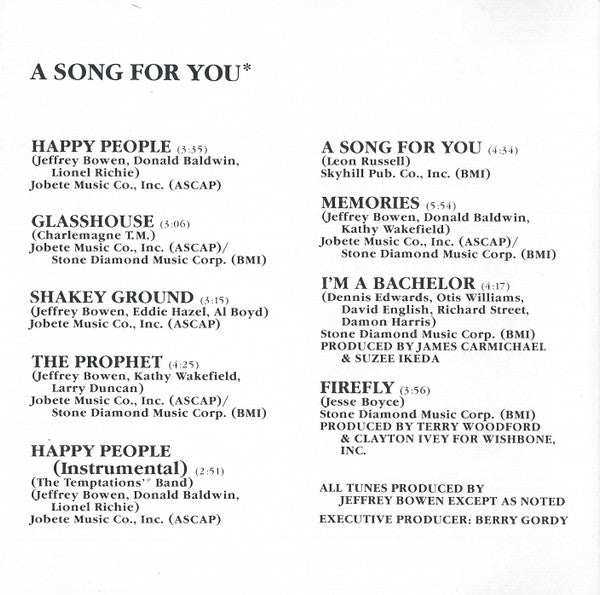 The Temptations : A Song For You / Masterpiece (CD, Album, Comp, RM)